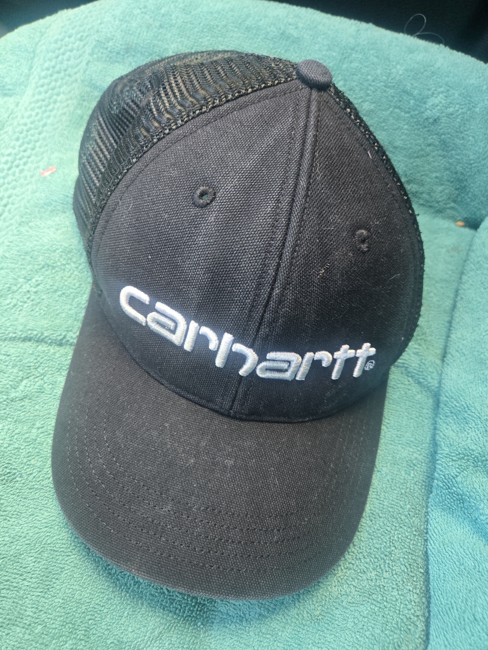 Carhartt Black Logo Mesh-Back Trucker Cap